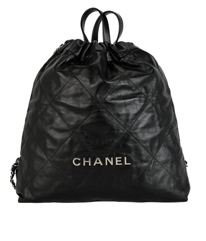 Medium 22 Backpack, &pound;2,500, Handbags, Black, Leather, Front view